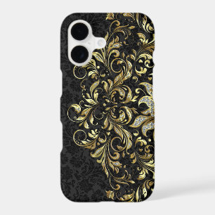 Vintage Floral Lace In Gold And Diamonds Glitter 2 iPhone 17 Case