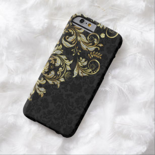 Vintage Floral Lace In Gold And Diamonds Glitter Barely There iPhone 6 Case