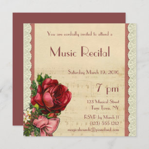 Vintage Floral Lace Music Recital Invitation