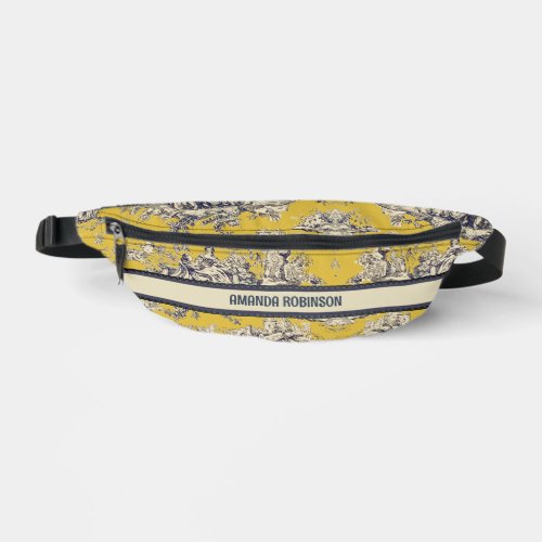 Vintage floral lake yellow toile de jouy monogram fanny pack