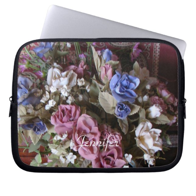 Vintage Floral Laptop Computer Sleeve (Front)
