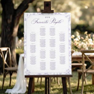 Vintage Floral Lavender Wedding Seating Chart Foam Board