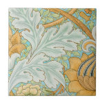 Vintage Floral Leaf Ceramic Tile<br><div class="desc">An elegant vintage St. James pattern in blue and yellow by William Morris master of the Arts And Crafts movement. Still wildly popular today for it's flowing decorative style and lush colors.</div>