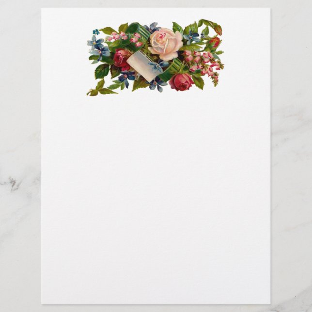 Vintage Floral Letterhead Stationery (Front)