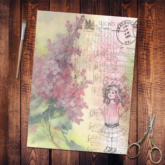 Vintage Floral Lilac Stamp Ephemeral decoupage