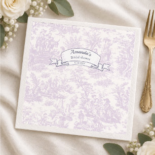 Vintage floral lilac toile de jouy shower napkins