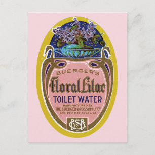 Vintage Floral Lilac Toilet Water Label Postcard