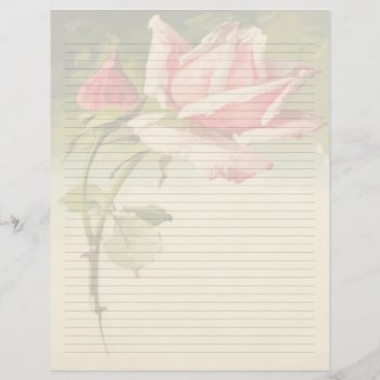 Vintage Floral Lined Letterhead Stationery by Vintage_Gifts at Zazzle