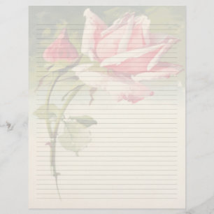 Vintage Floral Lined Letterhead Stationery