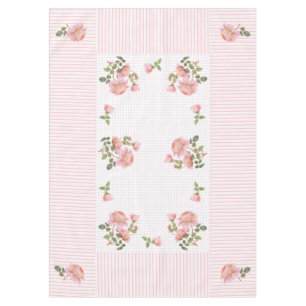 Vintage floral, lines & dots tablecloth 60"x84"