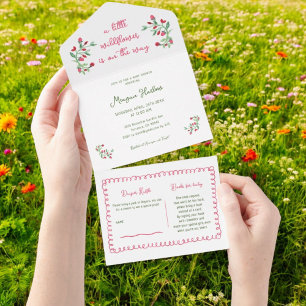 Vintage Floral Little Wildflower Girl Baby Shower All In One Invitation