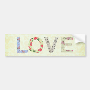Vintage Floral Love - cream Bumper Sticker