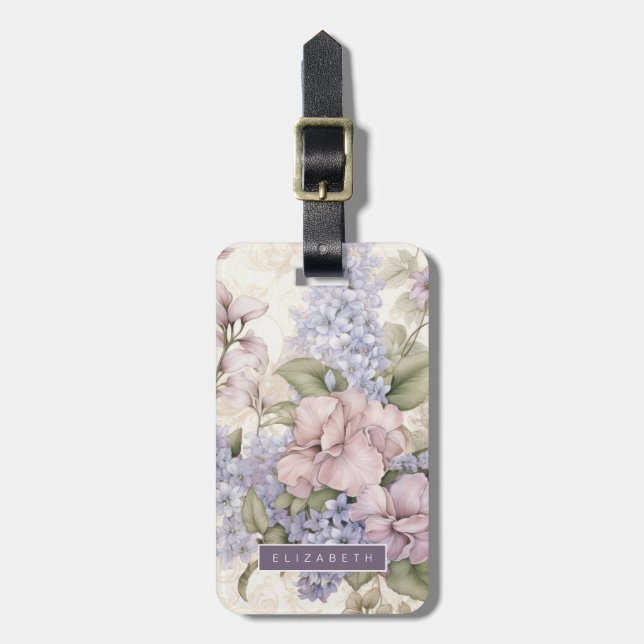 Vintage Floral Luggage Tags (Front Vertical)