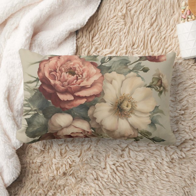 Vintage Floral  Lumbar Pillow (Blanket)