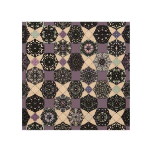 Vintage Floral Mandala: Colorful Seamless Wood Wall Art