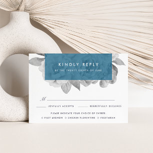 Vintage Floral Meal Choice RSVP Card Cerulean