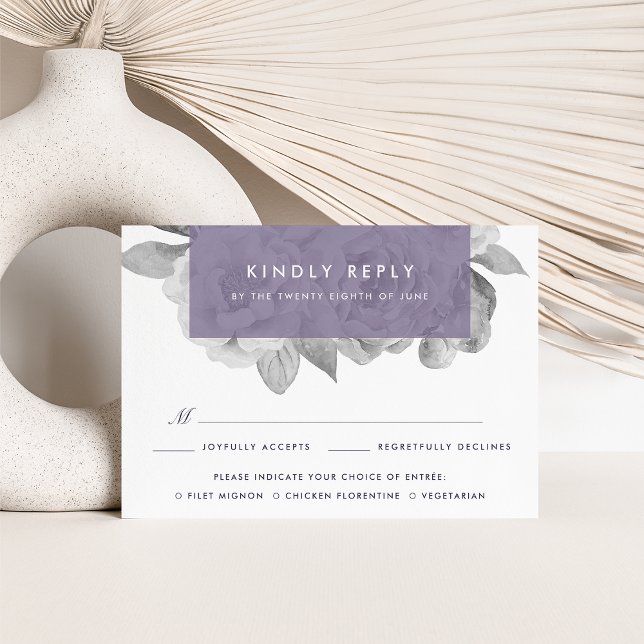 Vintage Floral Meal Choice RSVP Card | Violet (Creator Uploaded)