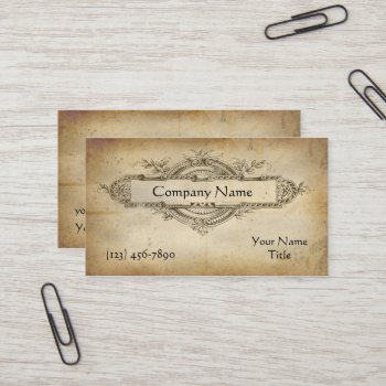 Vintage Floral Medallion Aged Paper Business Card by timelesscreations at Zazzle