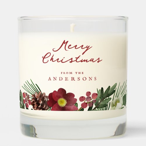 Vintage Floral Merry Christmas Botanicals Scented Candle