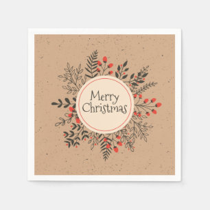 Vintage Floral Merry Christmas Napkin