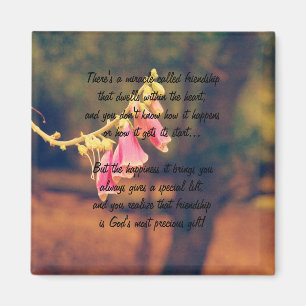 Vintage Floral Miracle Of Friendship Poem Magnet