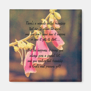 Vintage Floral Miracle Of Friendship Poem Magnet