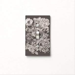 Vintage Floral Modern Ivory & Grey Botanical Chic Light Switch Cover
