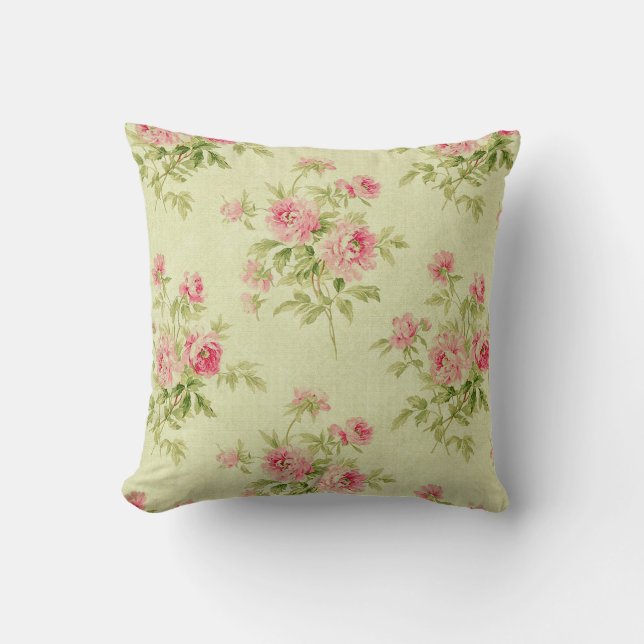 Vintage Floral Modern Rose Popular Throw Pillow (Front)
