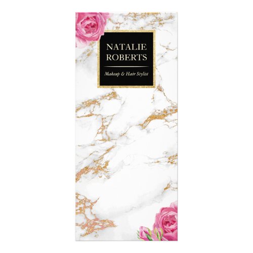 Vintage Floral Modern Trendy Gold Marble Salon Spa Rack Card