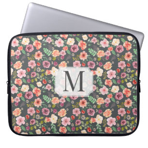 Vintage Floral⎥ Monogram Computer Sleeve