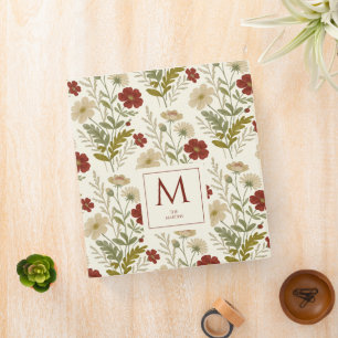 Vintage Floral Monogram Family Memory MH26 3 Ring Binder
