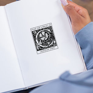 Vintage Floral Monogram Letter C From the Library  Rubber Stamp