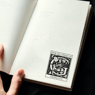 Vintage Floral Monogram Letter G From the Library  Rubber Stamp