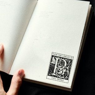 Vintage Floral Monogram Letter P From the Library  Rubber Stamp