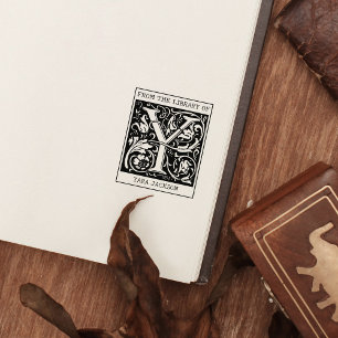 Vintage Floral Monogram Letter Y From the Library  Rubber Stamp