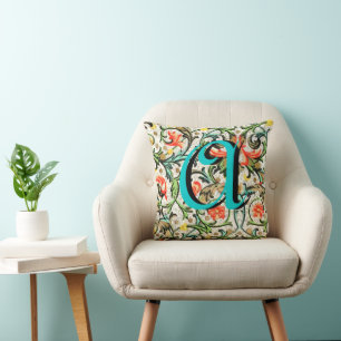 Vintage Floral Monogram Pillow