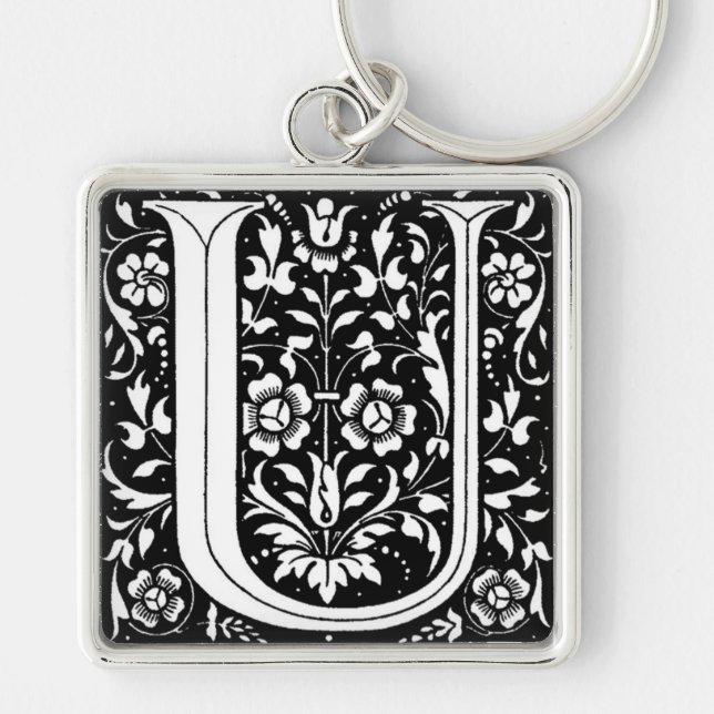 Vintage Floral Monogram ‘U’ - Keychain (Front)