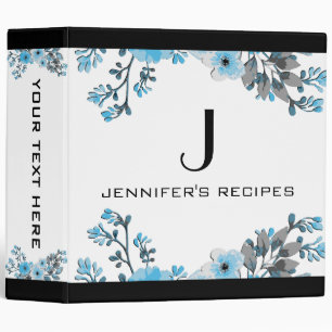 Vintage Floral Monogram White Color 3 Ring Binder