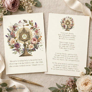 Vintage Floral Monstrance Catholic Eucharistic Note Card