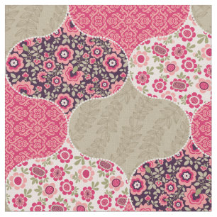 Vintage Floral Moroccan Pattern Deep Rose Fabric