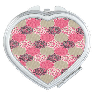 Vintage Floral Moroccan Pattern Pink Compact Mirror