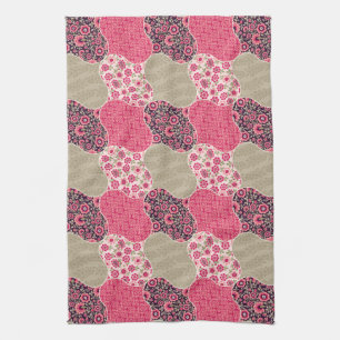 Vintage Floral Moroccan Pattern Pink Kitchen Towel
