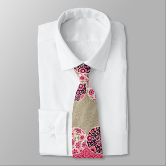 Vintage Floral Moroccan Pattern Pink Neck Tie
