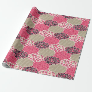 Vintage Floral Moroccan Pattern Pink Wrapping Paper