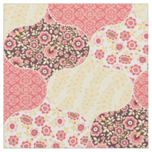 Vintage Floral Moroccan Pattern Yellow and Peach Fabric