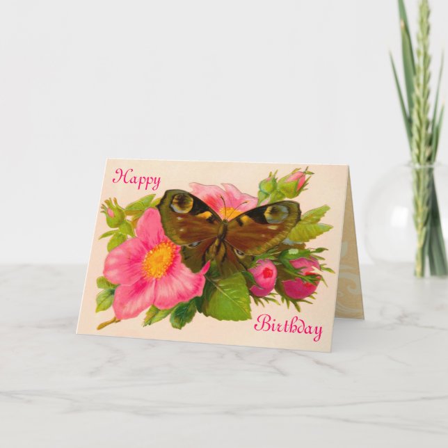 Vintage Floral Moth Card (Front)