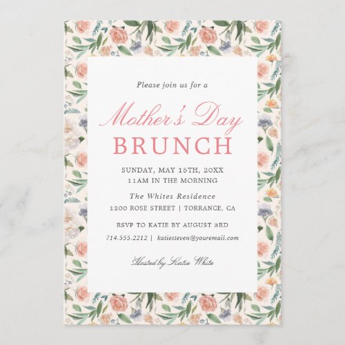 Vintage Floral Mothers Day Brunch Invitation