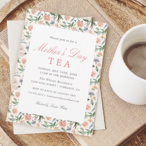 Vintage Floral Mothers Day Tea Party Invitation