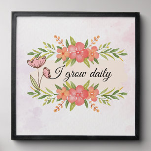 Vintage Floral Motivational Quote  Poster Peel And Stick Photo Tile