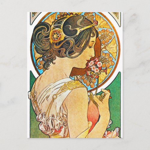 Vintage Floral Mucha Postcard